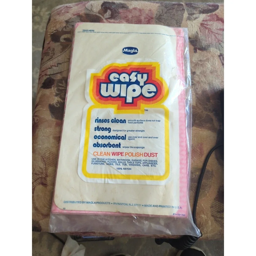 Vintage 80's Magla EASY WIPE Wiping Cloths Prop Nostalgia Dead Stock 8 Reusable
